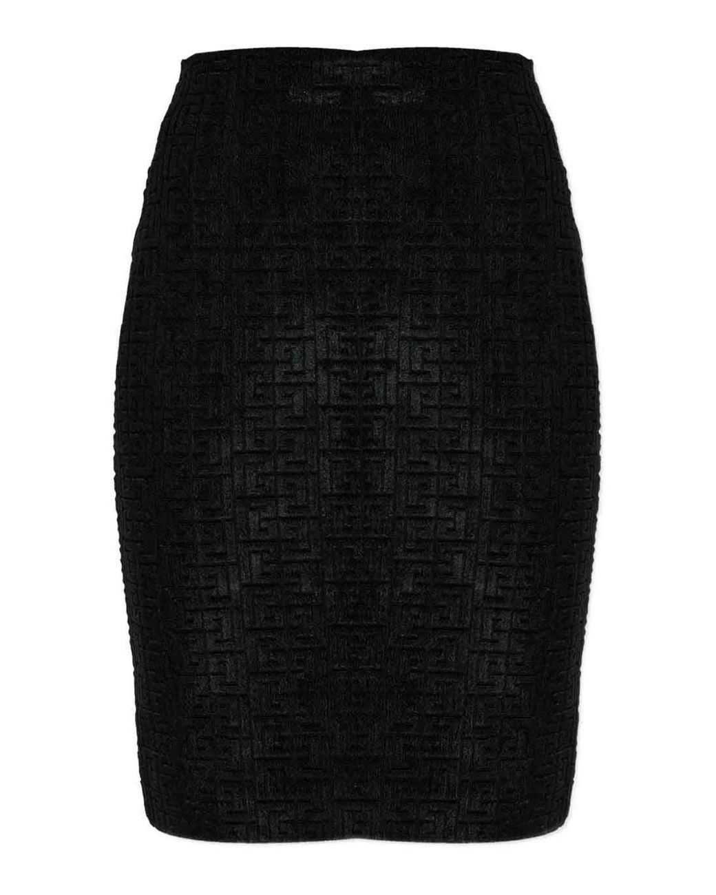 Balmain Black Monogrammed Skirt