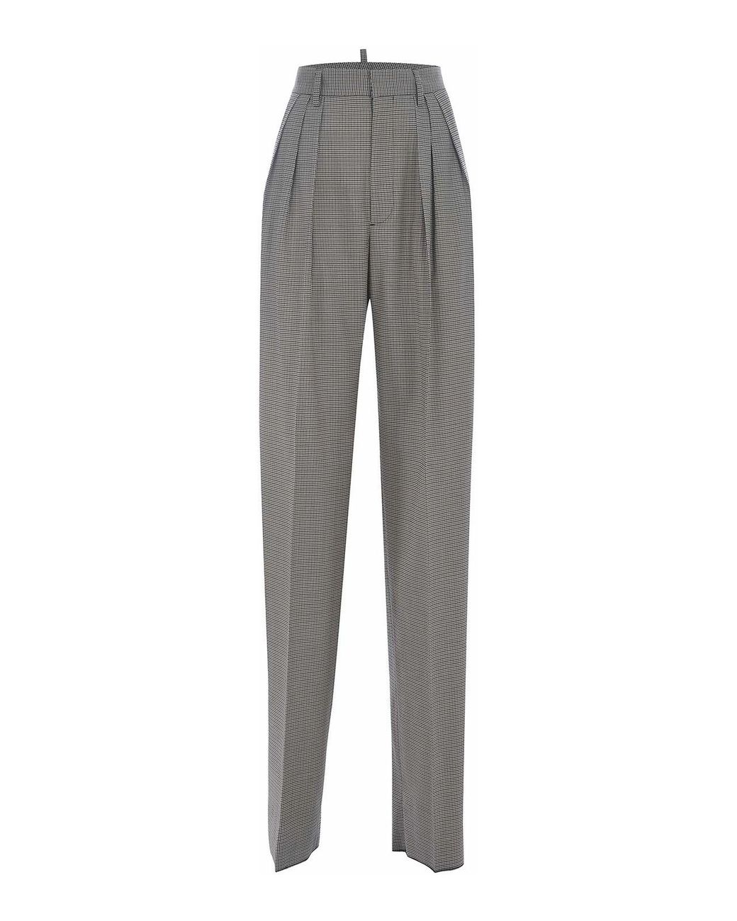 DSquared² Gray Houndstooth Wool Blend Trousers
