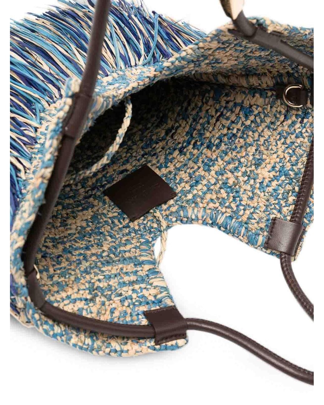 Zimmermann Blue Goldentime Small Rafia Tote
