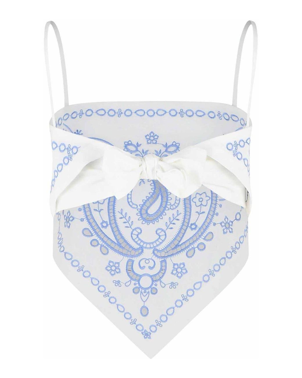 Self-Portrait Blue Embroidered Top