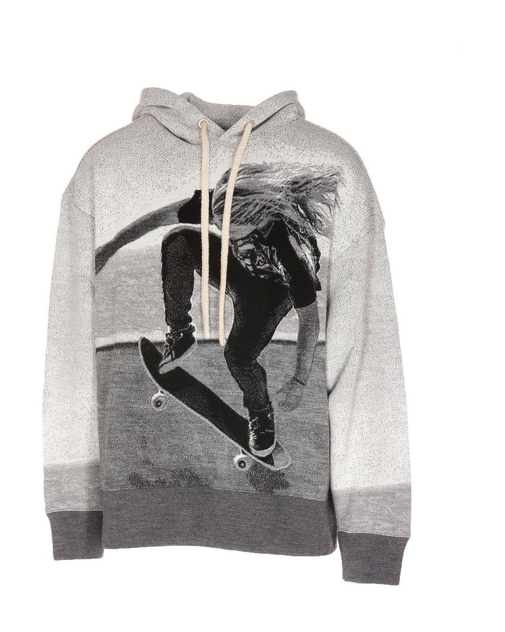Palm Angels Gray Printed Colour Block Hoodie for men