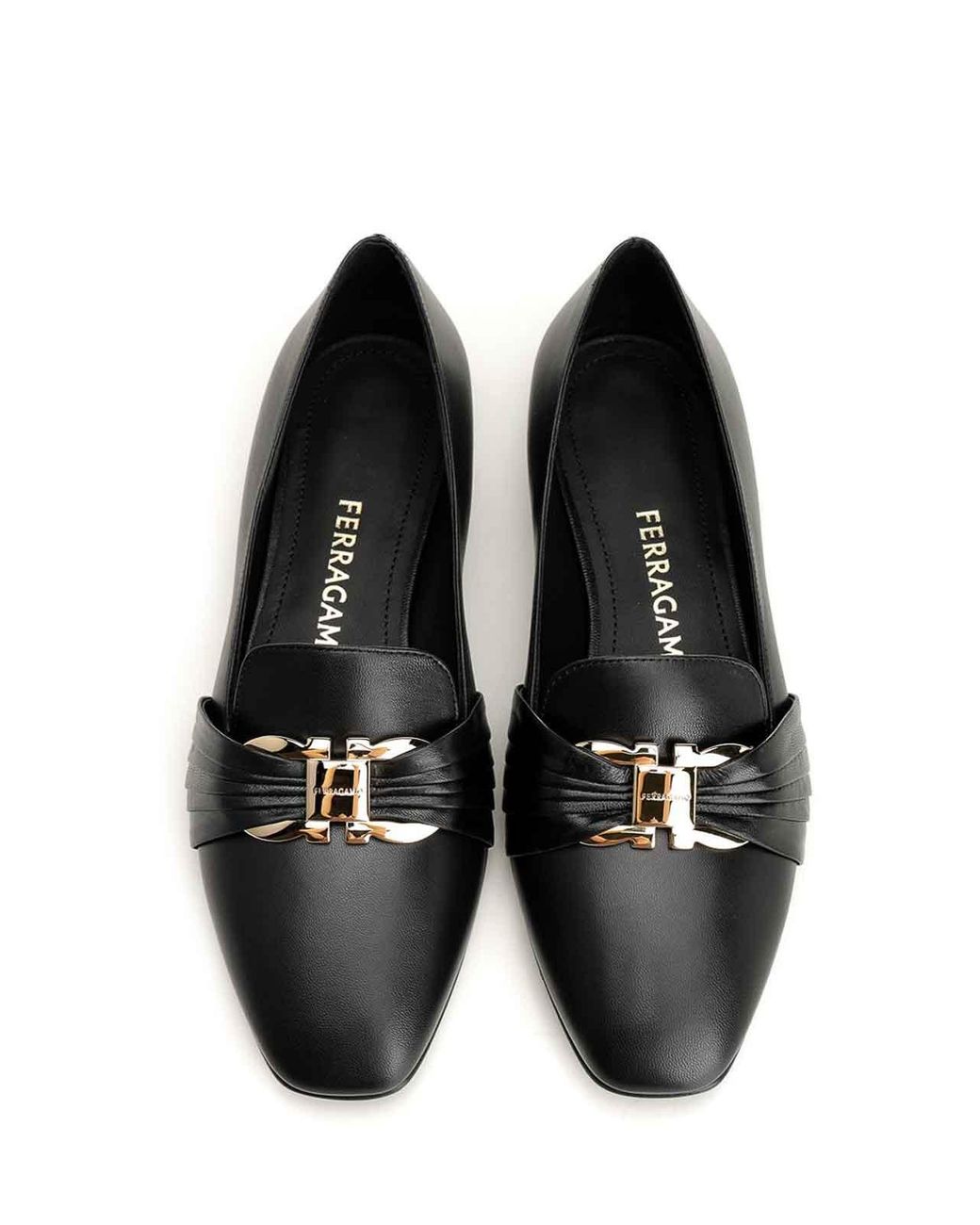 Ferragamo Black Gancini Ornament Moccasin
