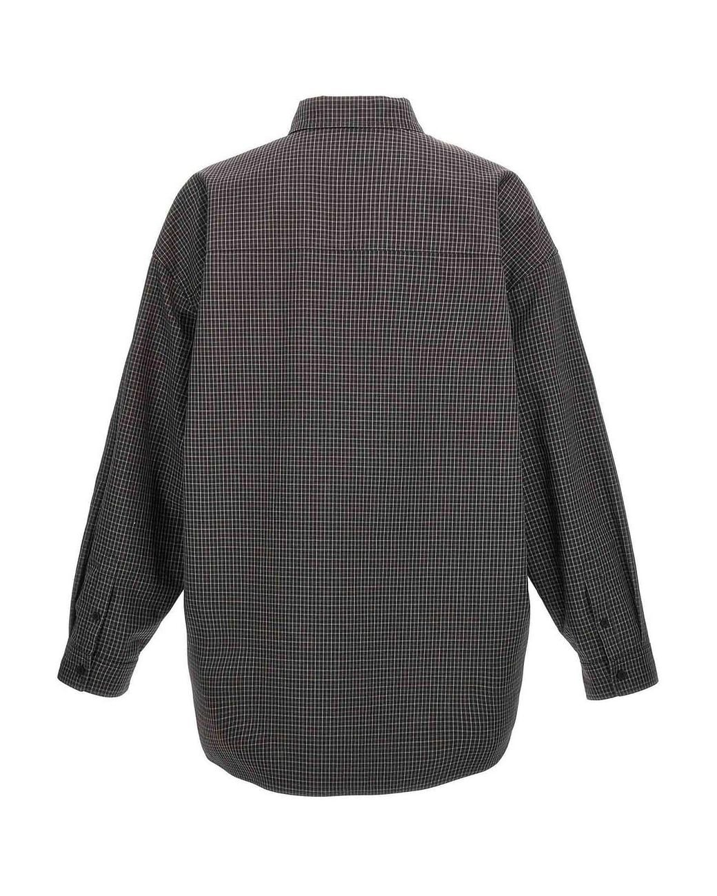 Balenciaga Gray Checkered Overshirt for men