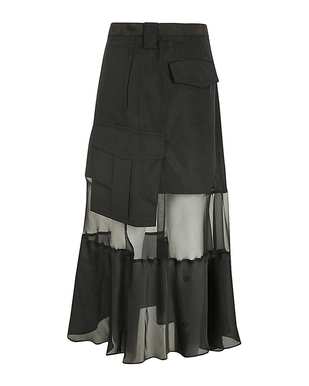 Sacai Black Fabric Combo Skirt