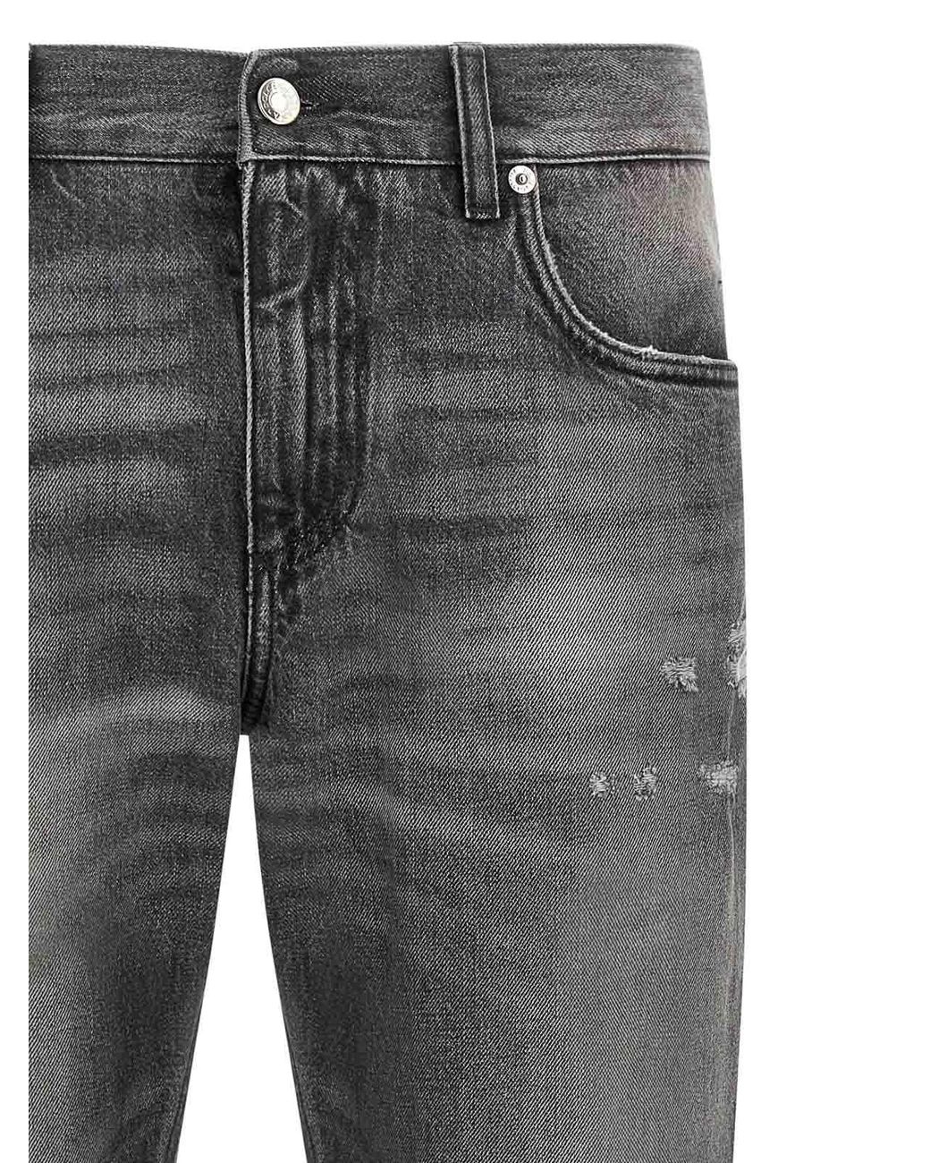 Dolce & Gabbana Gray Distressed Jeans for men