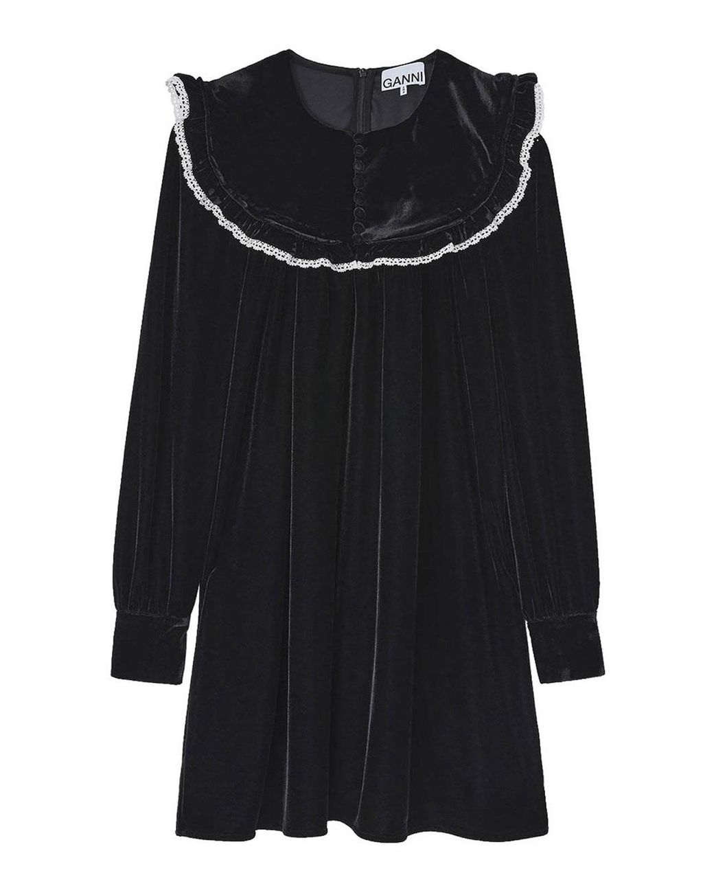 Ganni Black Velvet Mini Dress
