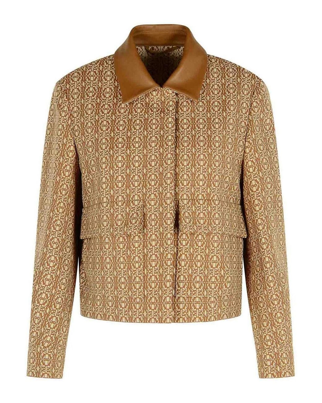 Max Mara Brown Geometric Shirt Collar Jacket
