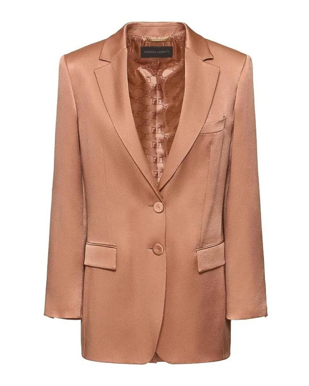Alberta Ferretti Brown Oversized Single-Breasted Satin Jacket