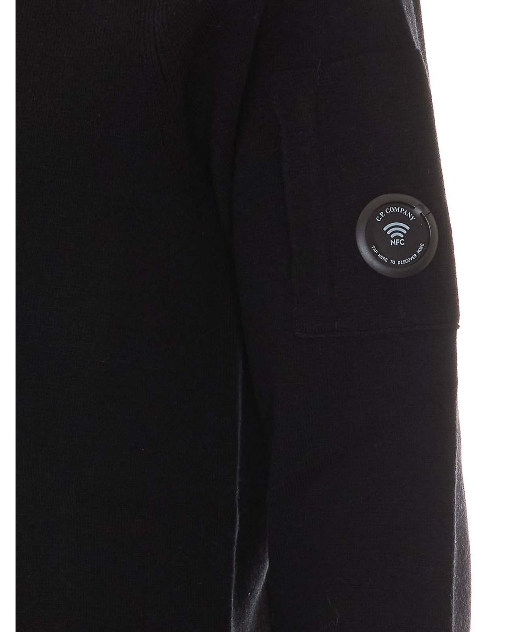 C P Company Black Knitted Hoodie for men