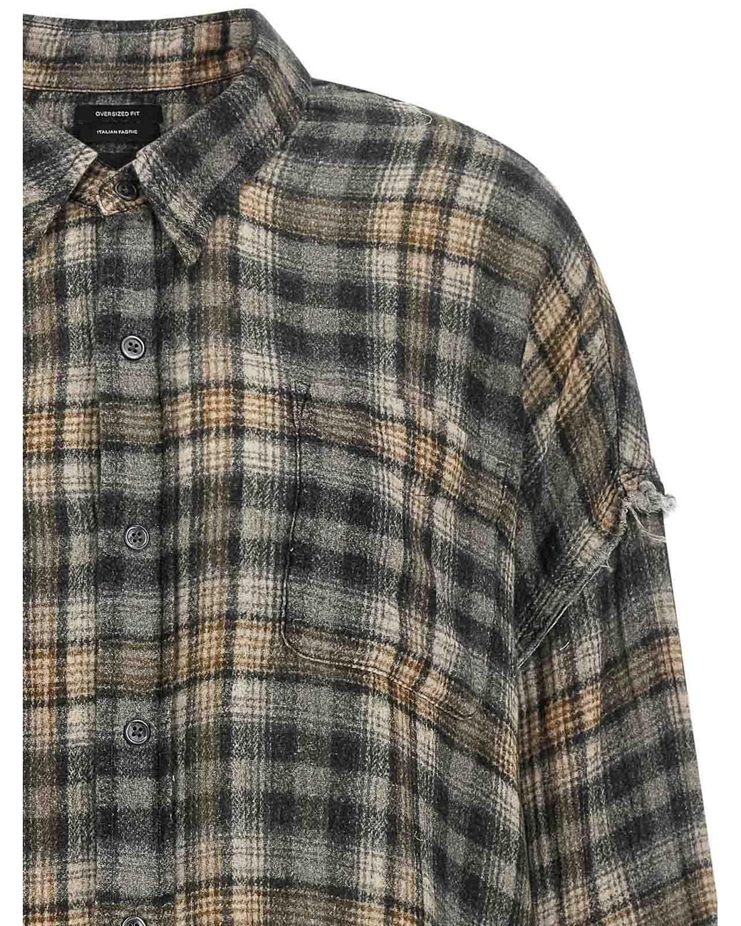R13 Gray Raw Cut Hem Shirt
