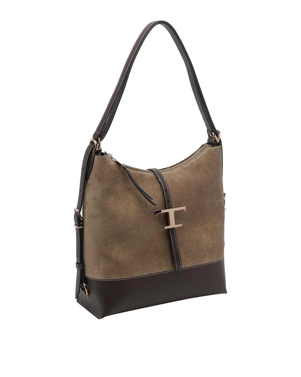 Tod's Brown T-Timeless Suede Medium Shoulder Bag
