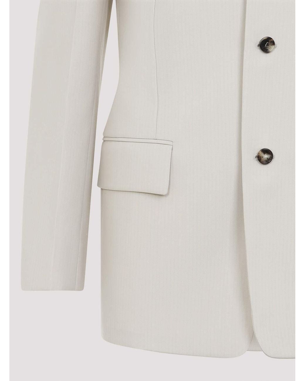Bottega Veneta White Wool Striped Jacket