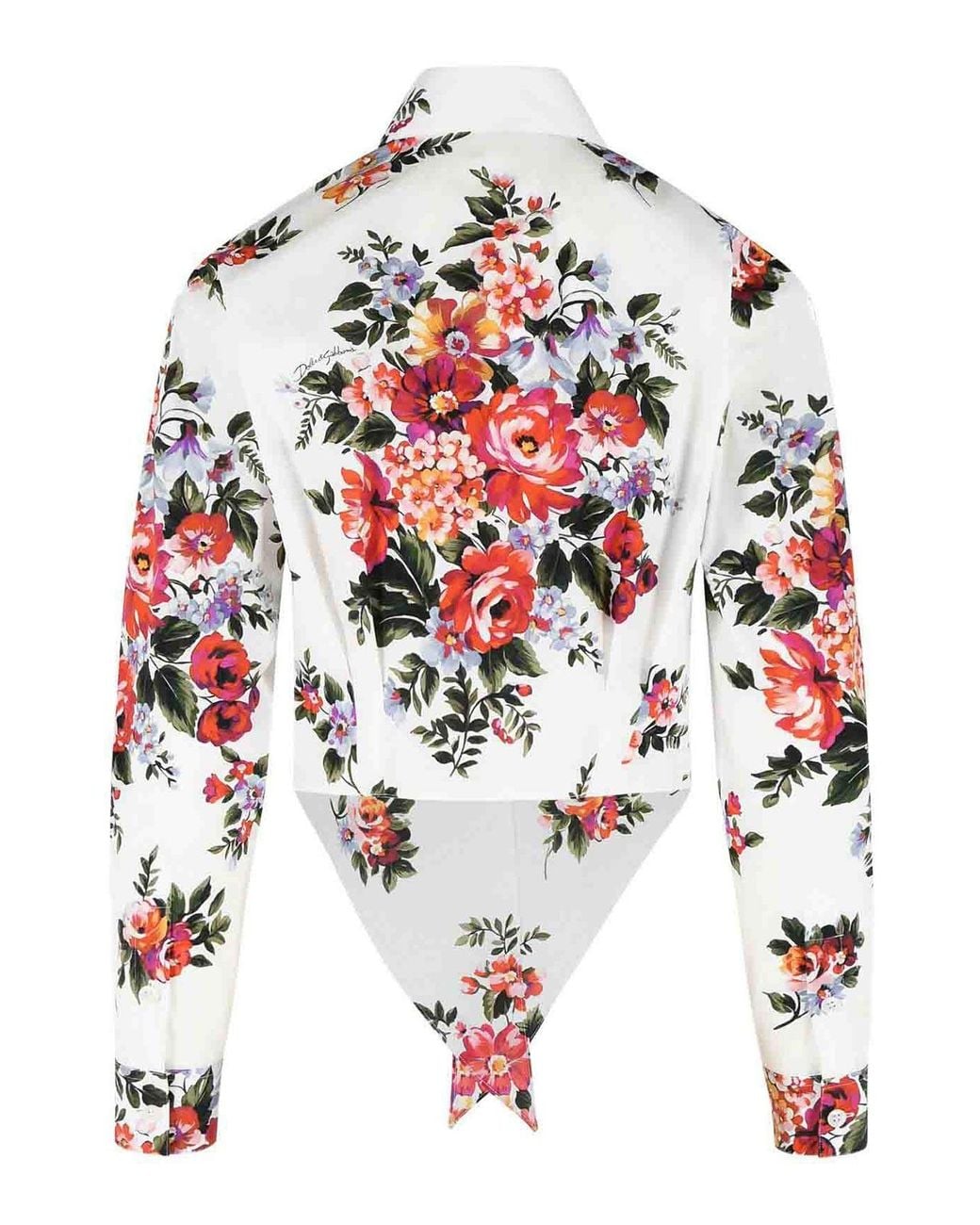 Dolce & Gabbana Red Dolce & Gabbana Fiori Cotton Shirt