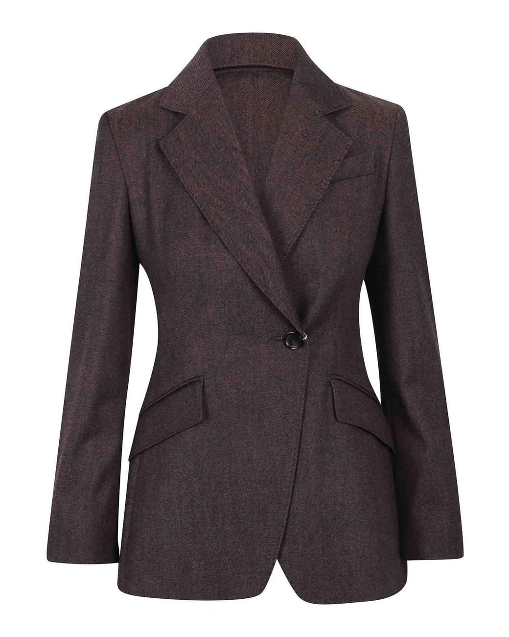Max Mara Purple Denim Effect Wool Button-Up Jacket