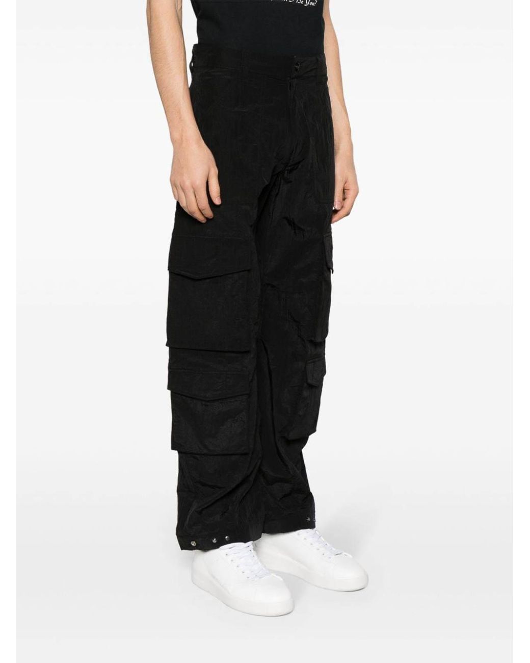 Golden Goose Deluxe Brand Black Cargo Trousers "Star" for men