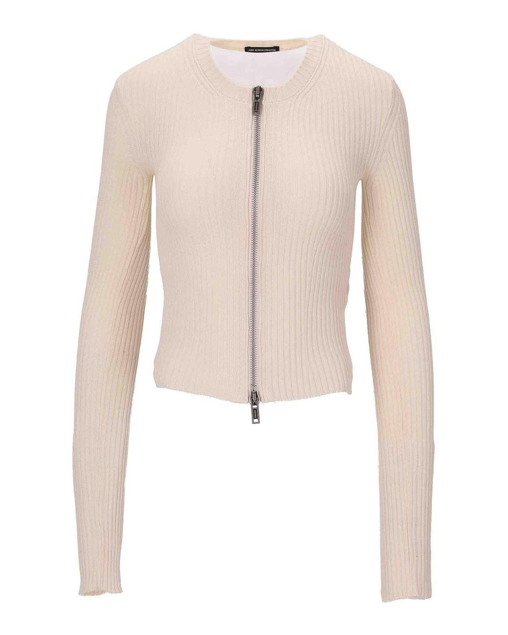 Ann Demeulemeester White Terna Wool Zipped Cardigan