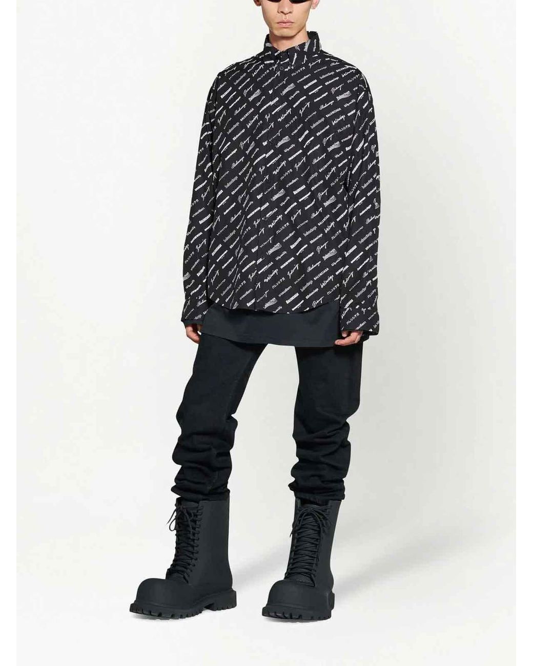 Balenciaga Gray Allover Shirt for men