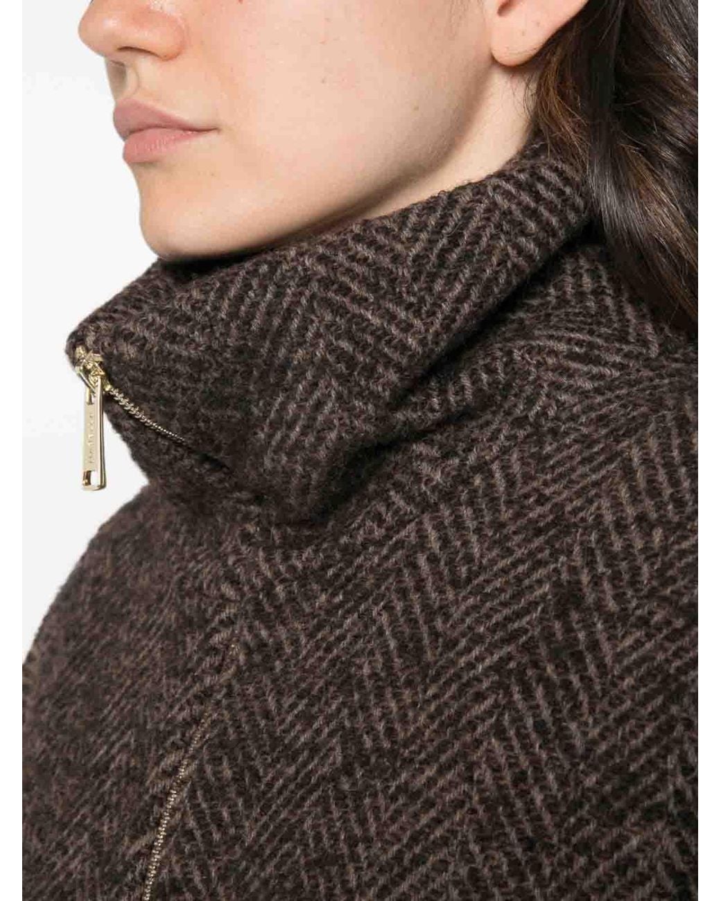Marella Brown Wool Zip-Up Jacket