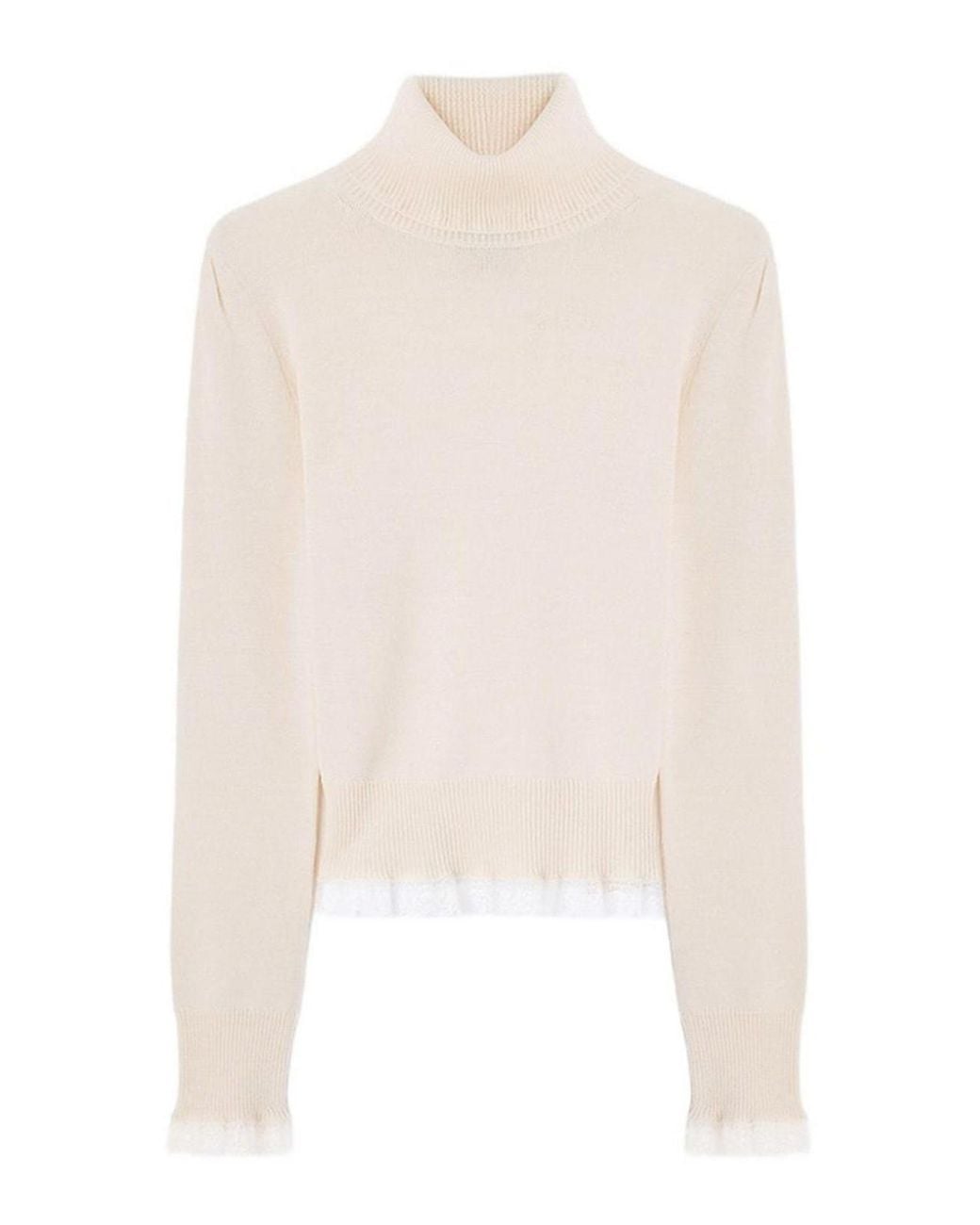 Ganni White Merino Wool Turtleneck Sweater