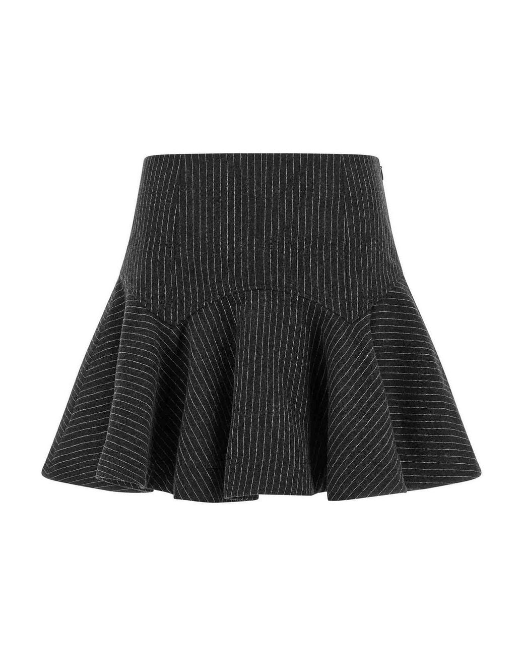 Ganni Black Pinstriped Flannel Skirt