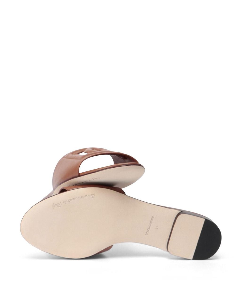 Dolce & Gabbana Brown Dg Logo Leather Sandal
