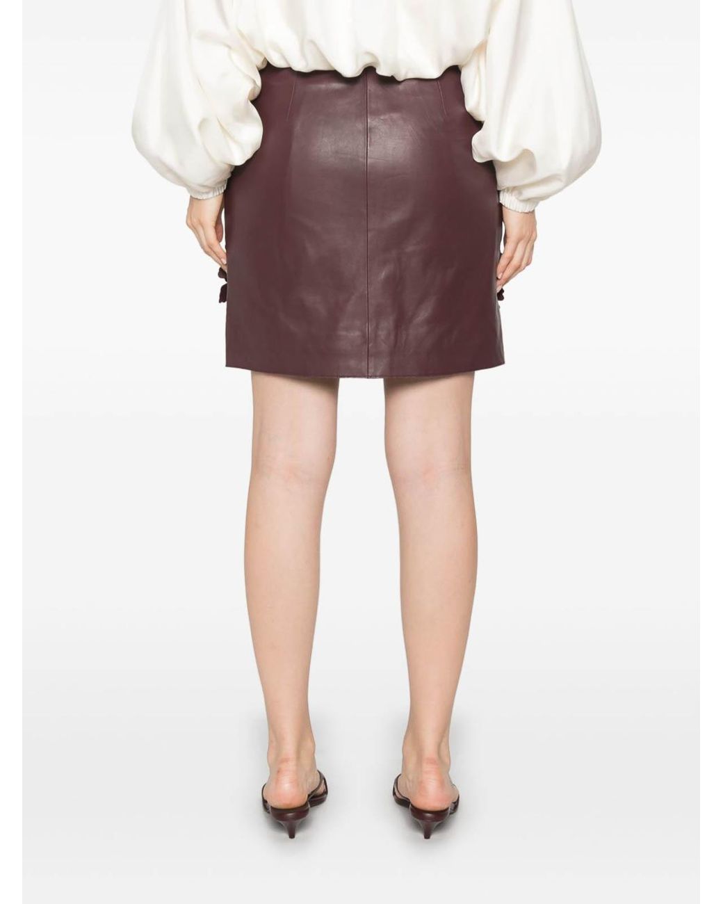 Alberta Ferretti Purple Faux Leather Mini Skirt