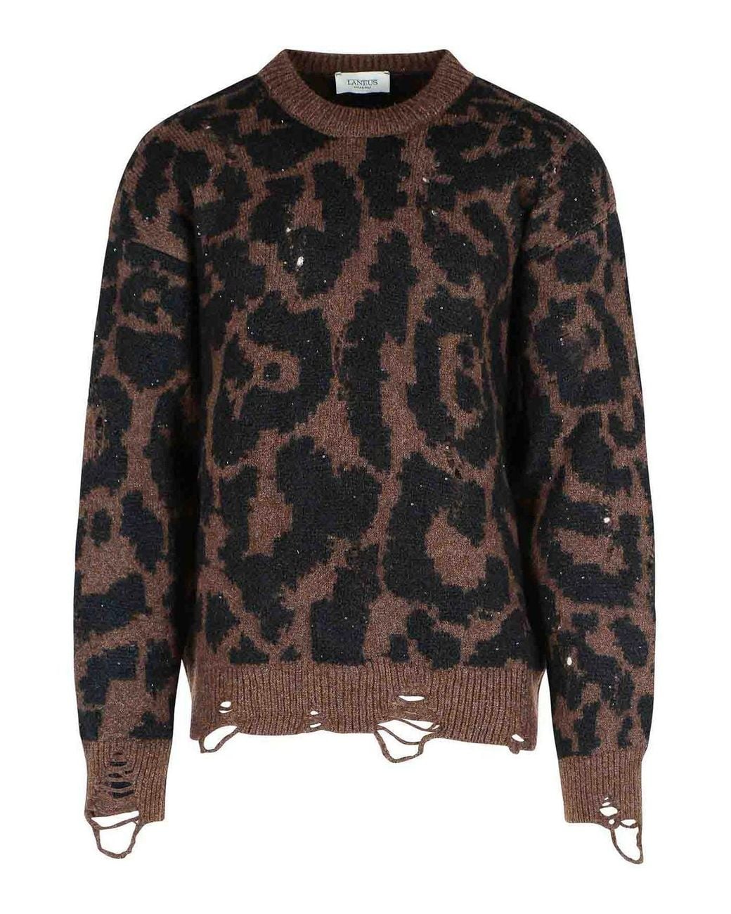 Laneus Black Two-Tone Merino Wool Blend Sweater for men