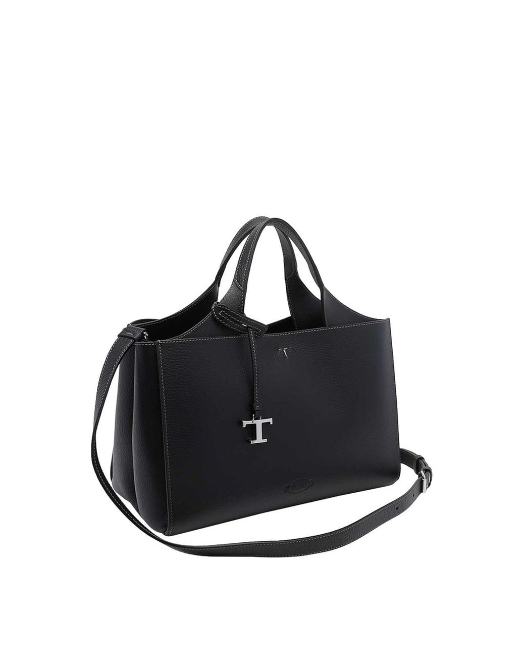 Tod's Black Di Reverse Leather Tote Bag