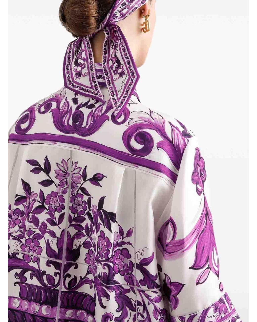 Dolce & Gabbana Pink Majolica Print Silk Shirt