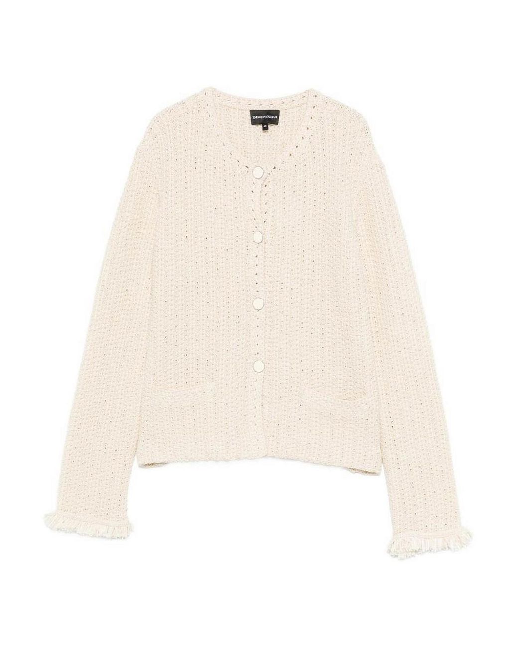 Emporio Armani White Cotton Blend Blazer Jacket