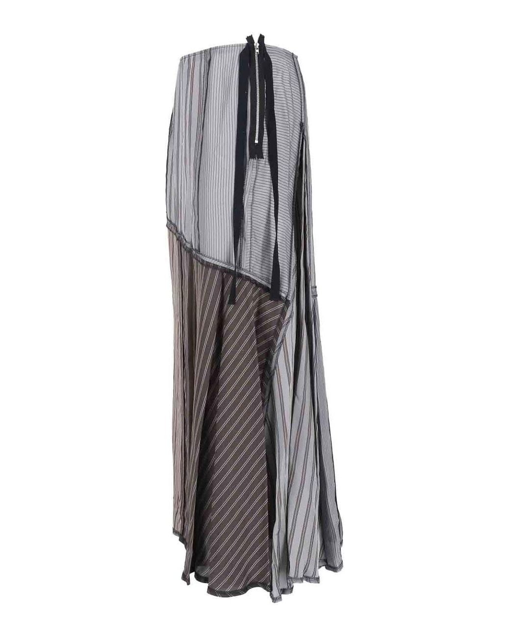 Maison Margiela Gray Patchwork Midi Skirt