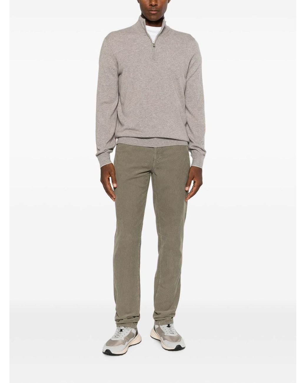 Brunello Cucinelli Gray Corduroy Trousers With Pockets for men
