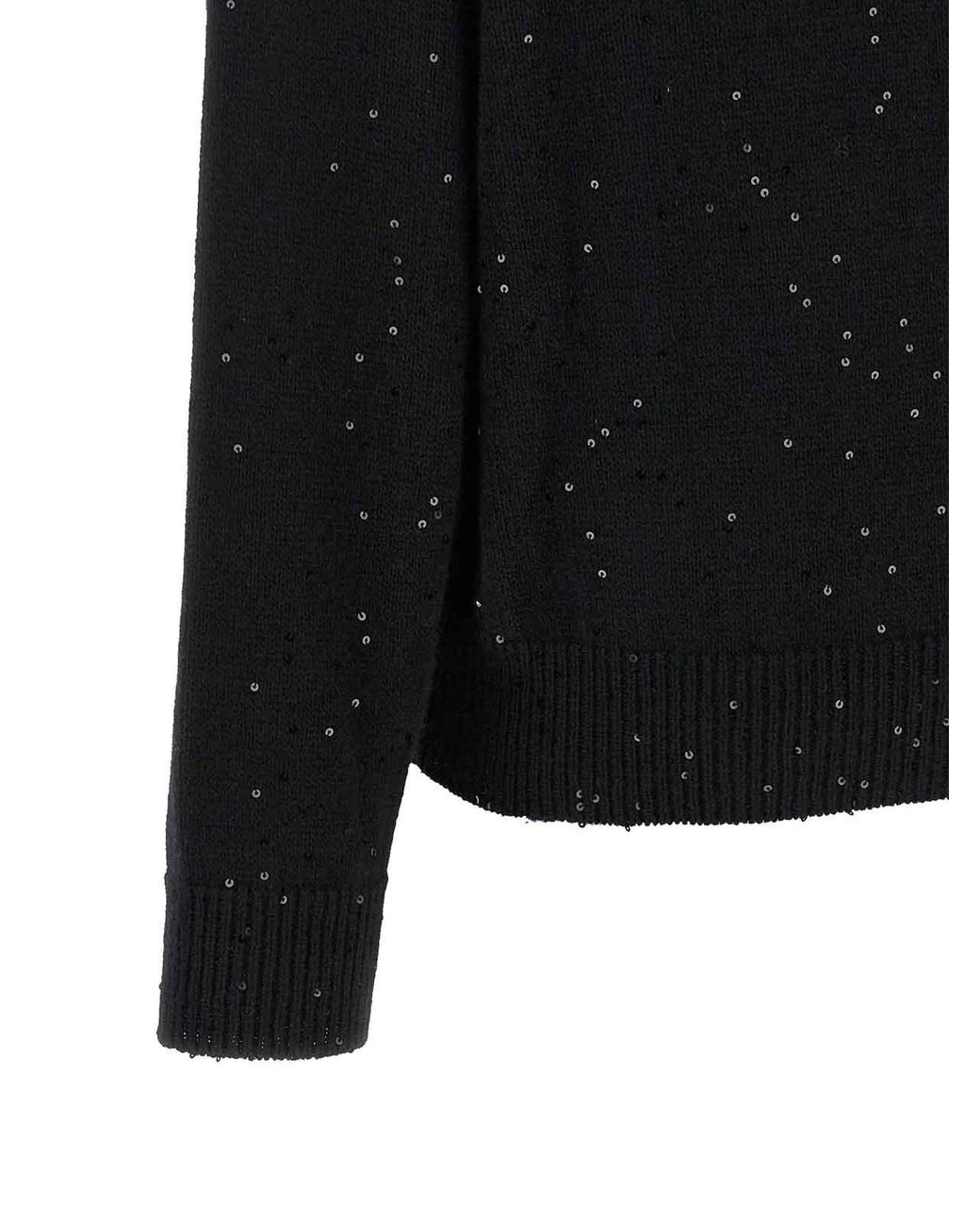 Brunello Cucinelli Black Diamante Cashmere-Silk Jumper