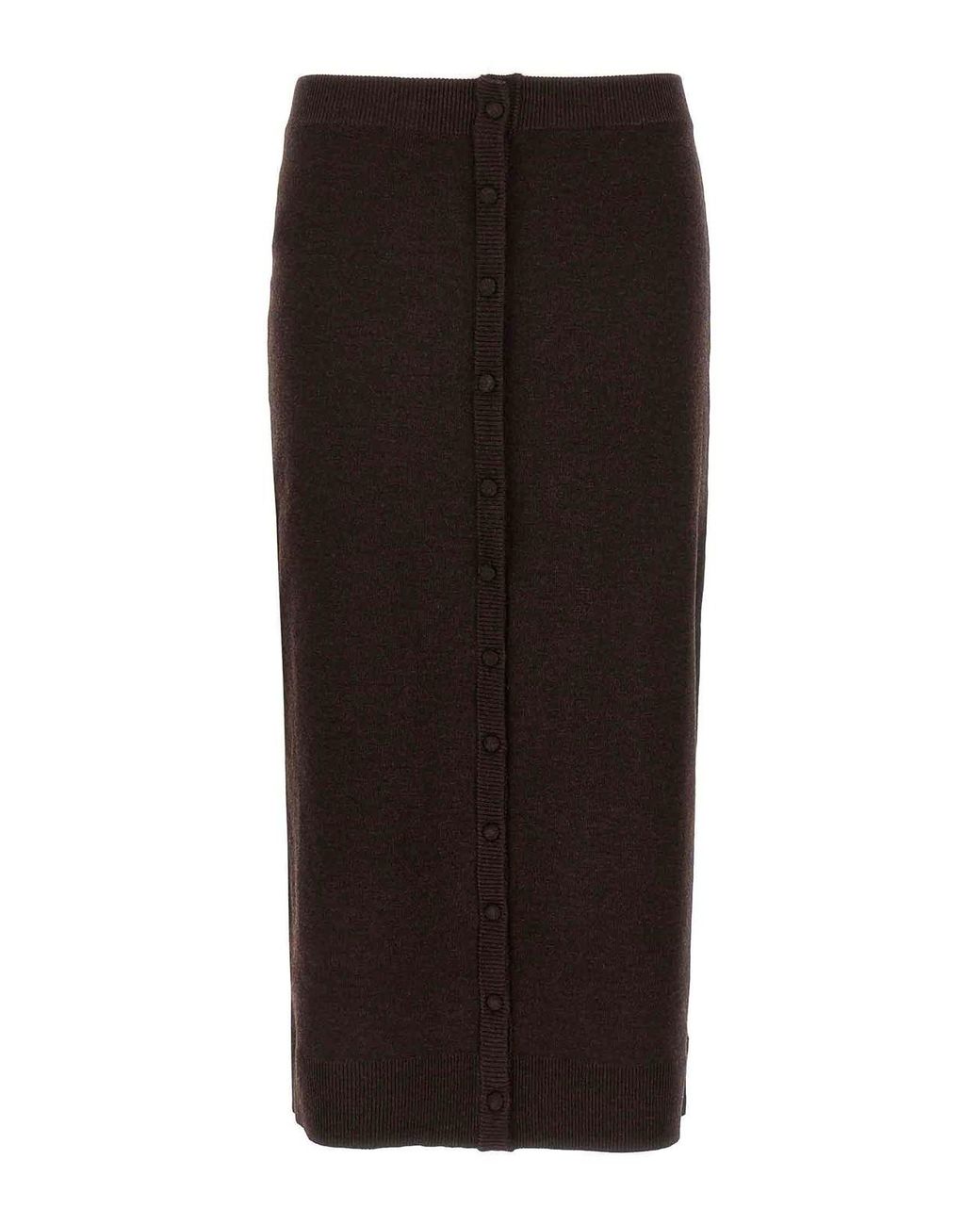 Victoria Beckham Black Midi Skirt Buttons