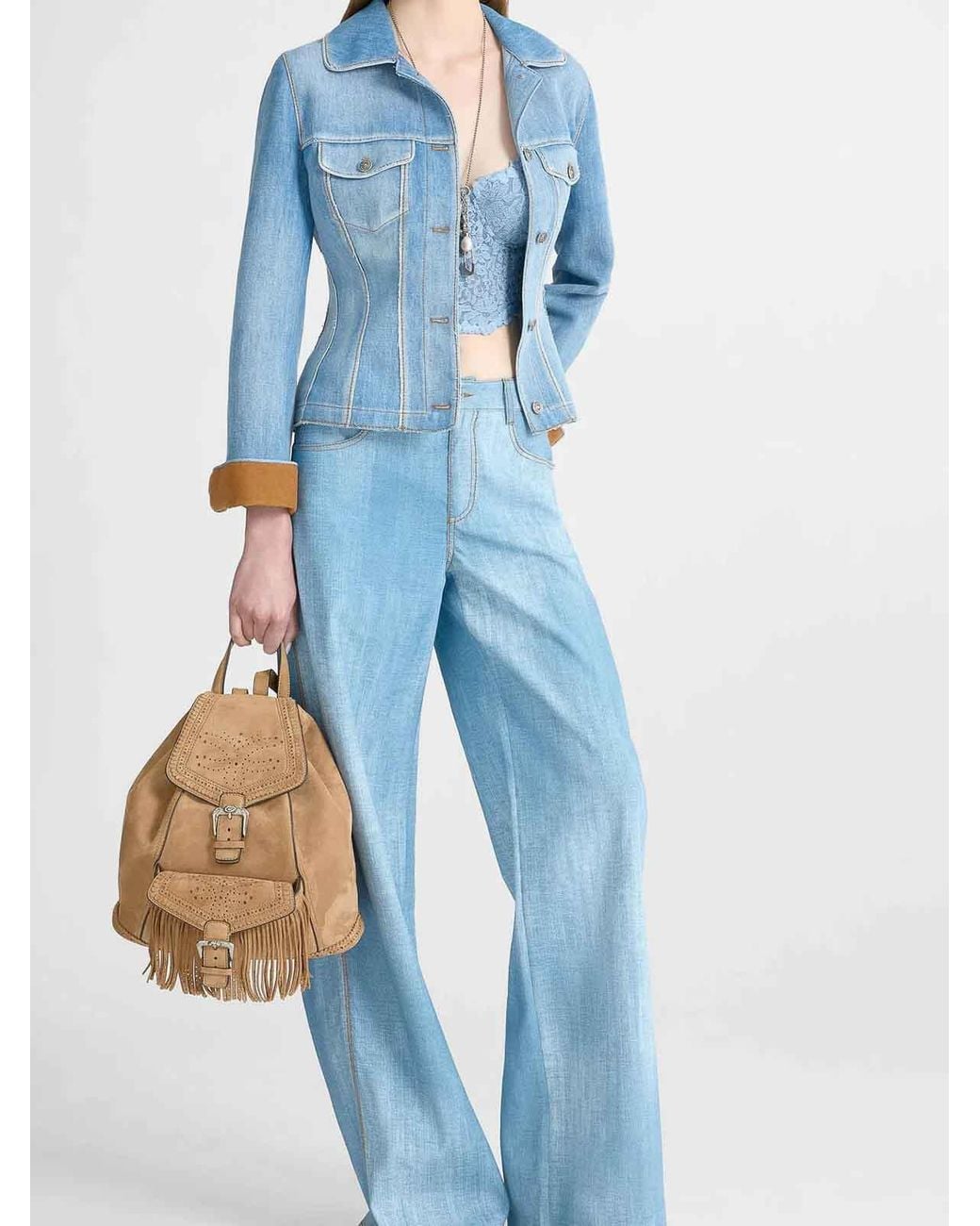 Ermanno Scervino Blue Jeans Print Trousers