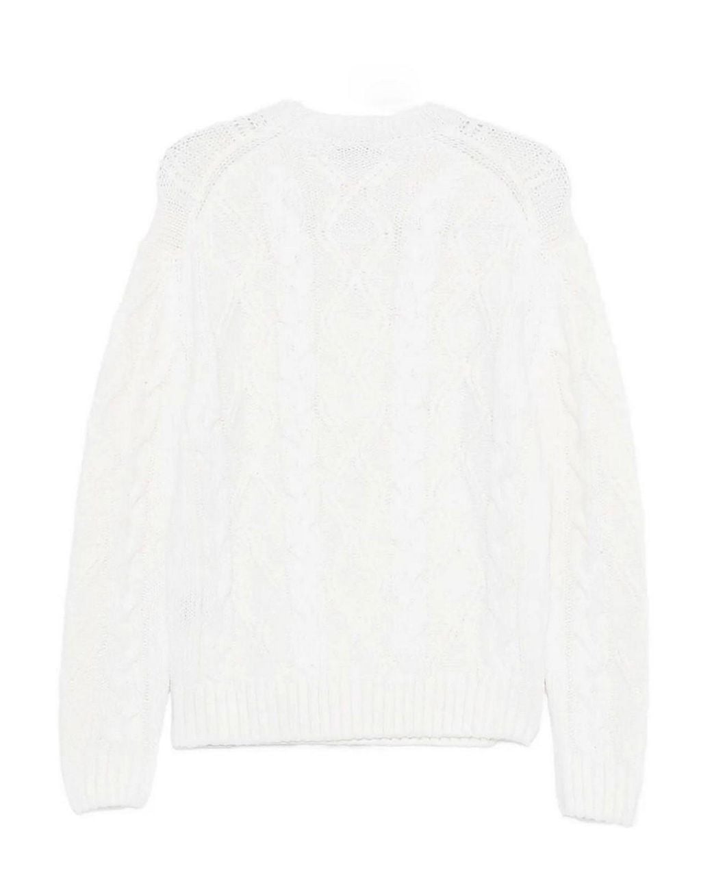 Paul & Shark White Cable Knit Crewneck Wool Sweater for men