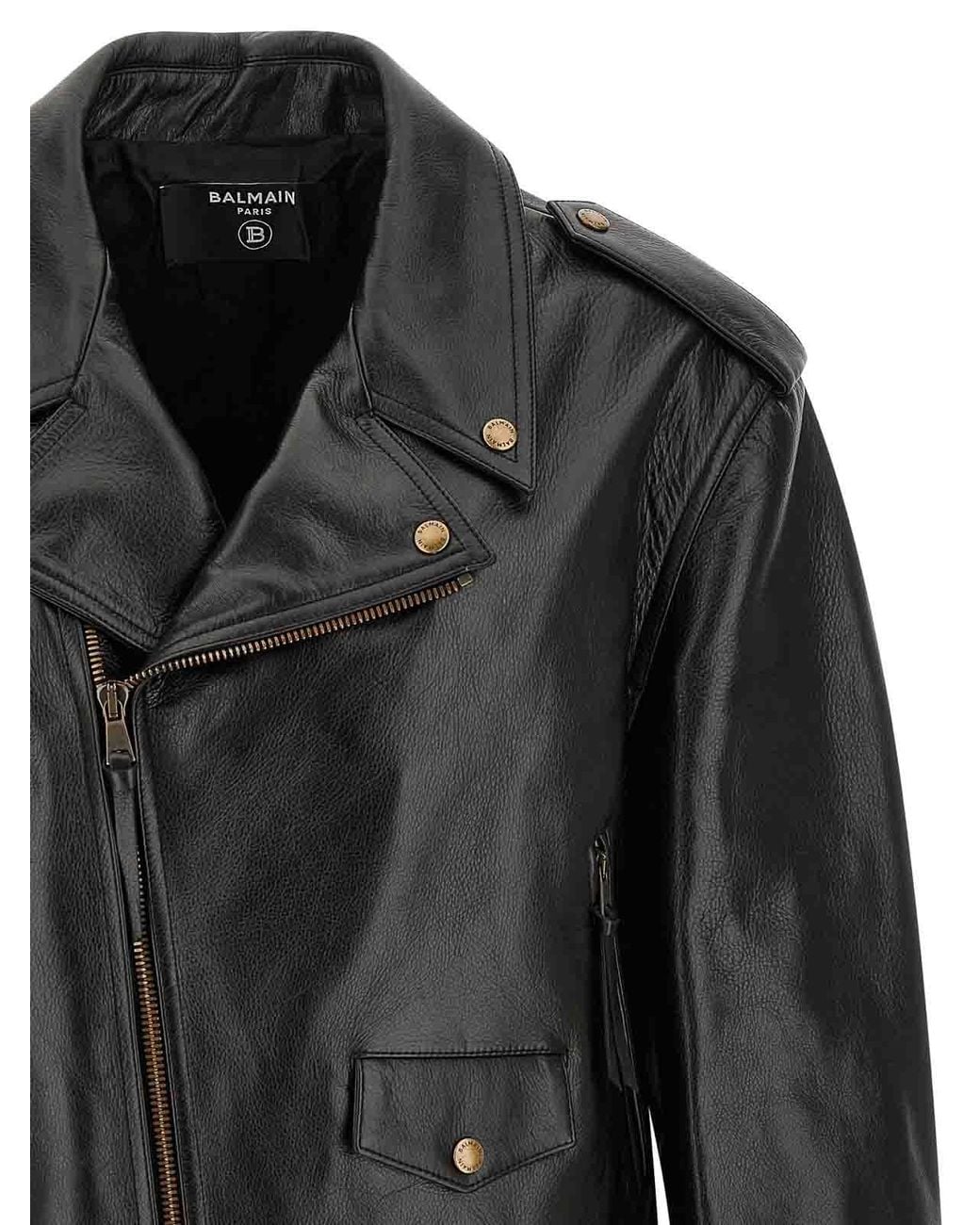 Balmain Black Biker Jacket for men