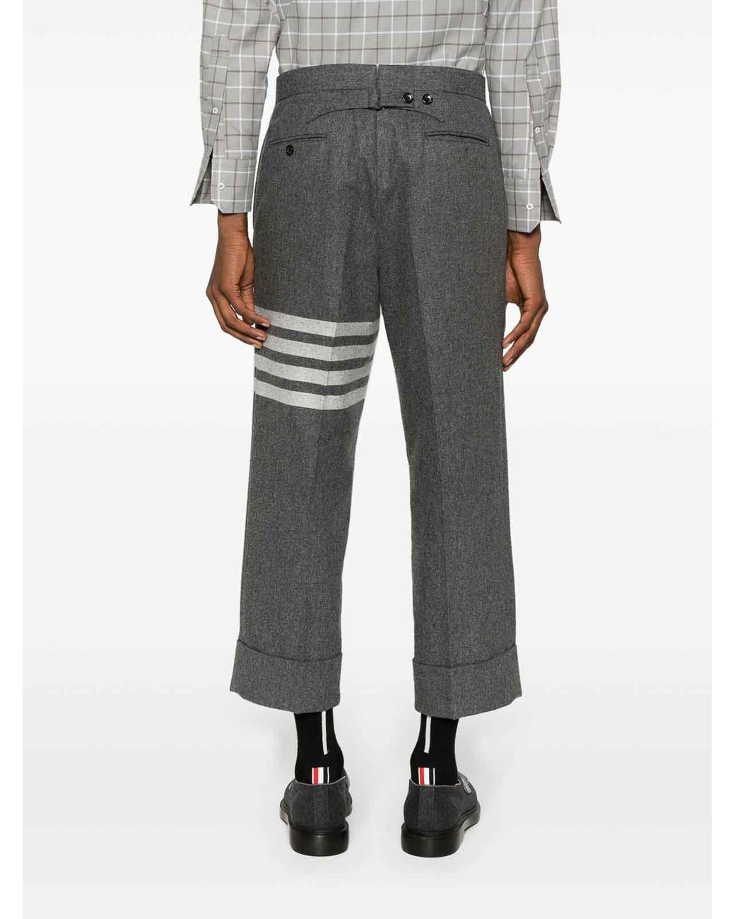 Thom Browne Gray Low-Rise Drop-Crotch Tailored Trousers for men