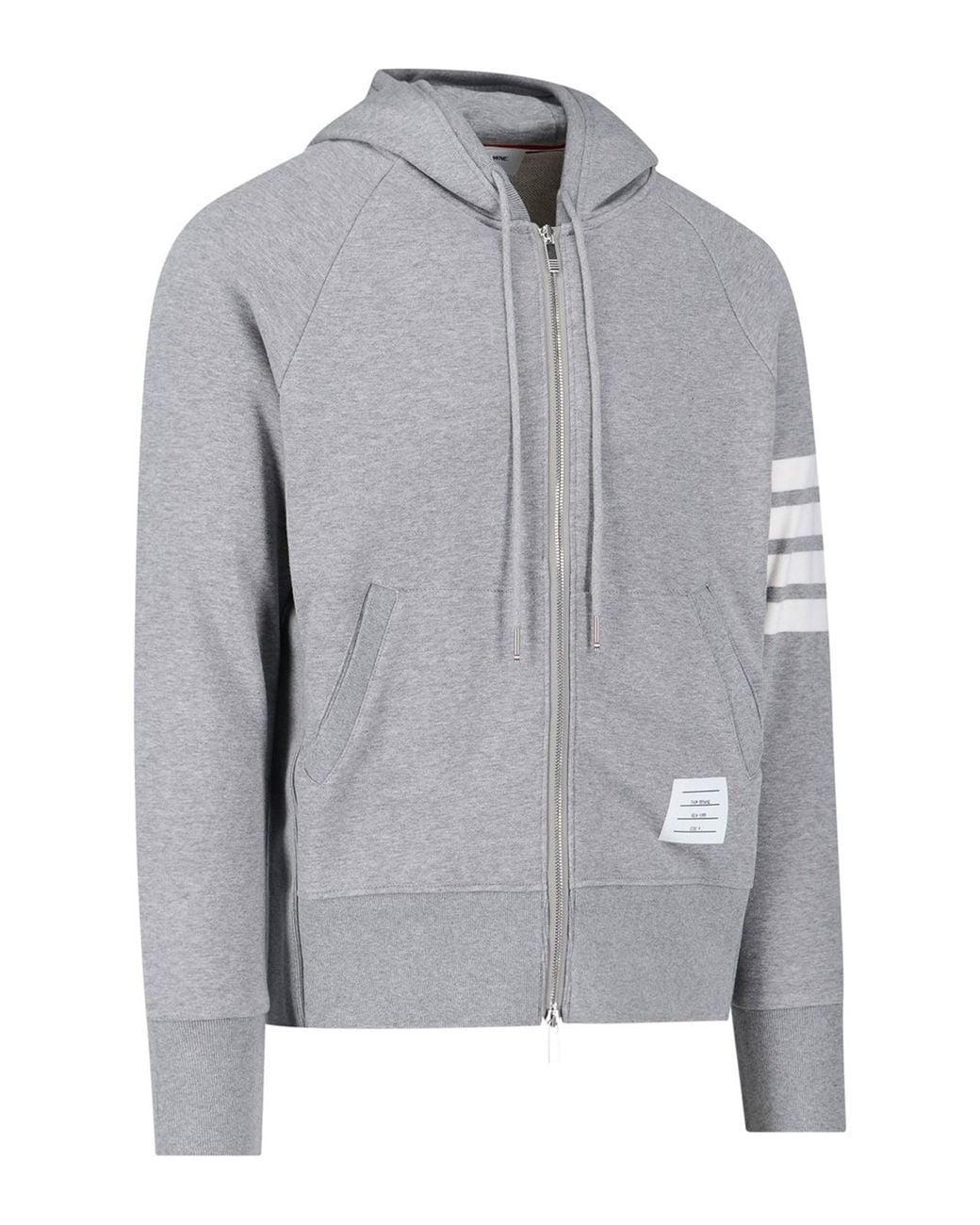 Thom Browne Gray 4-Bar Zip Hoodie for men