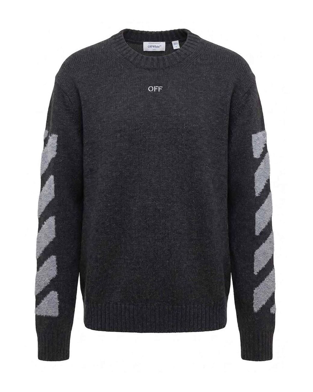 Off-White c/o Virgil Abloh Blue 'Diag Fuzzy' Crew Neck Sweater for men