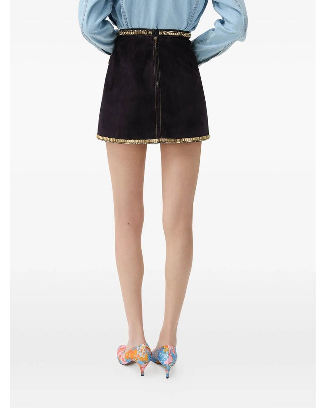 Versace Black Leather Skirt