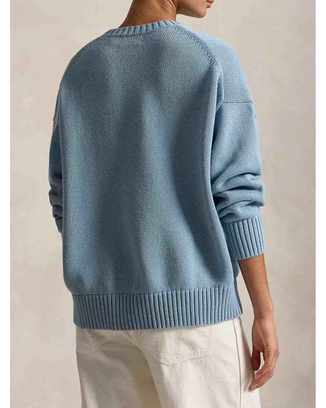 Polo Ralph Lauren Blue Polo Bear Oversize Cotton Jumper