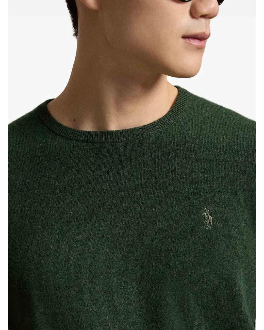 Polo Ralph Lauren Green Dark Wool Sweater With Logo for men
