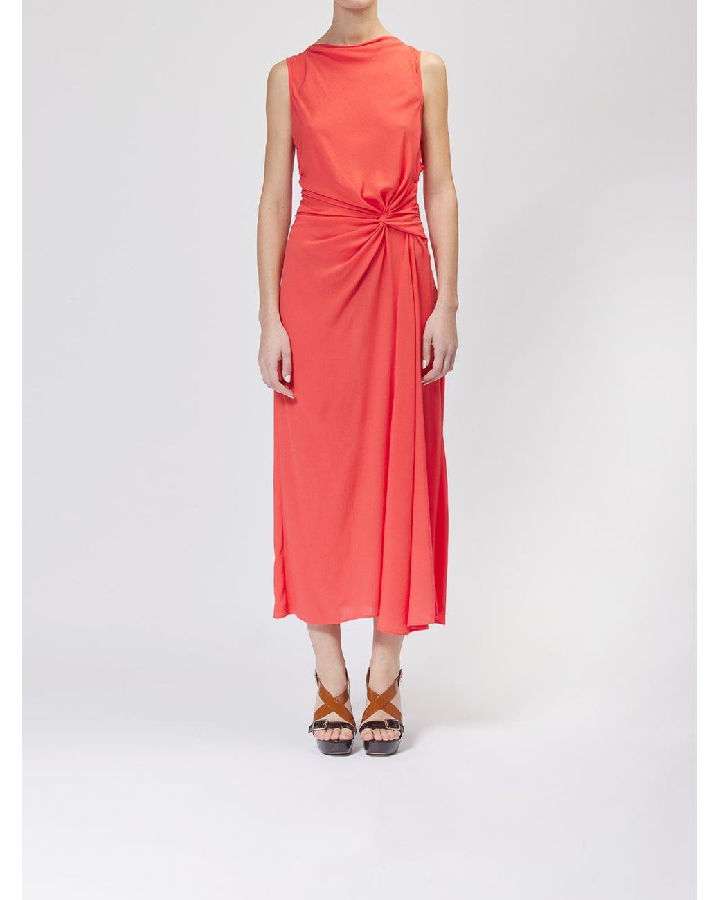 Moschino Red Midi Crepe Dress