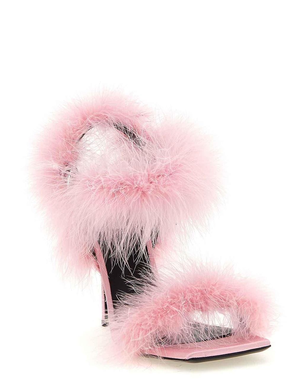 Moschino Pink Satin Sandals And Feathers