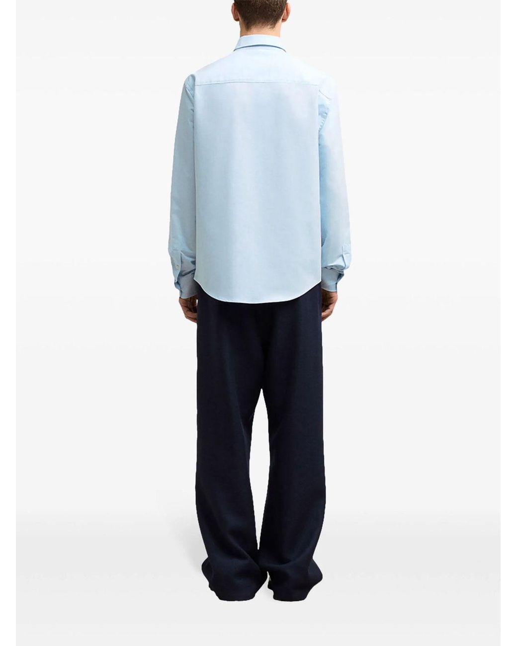 AMI Blue De Coeur Cotton Shirt for men