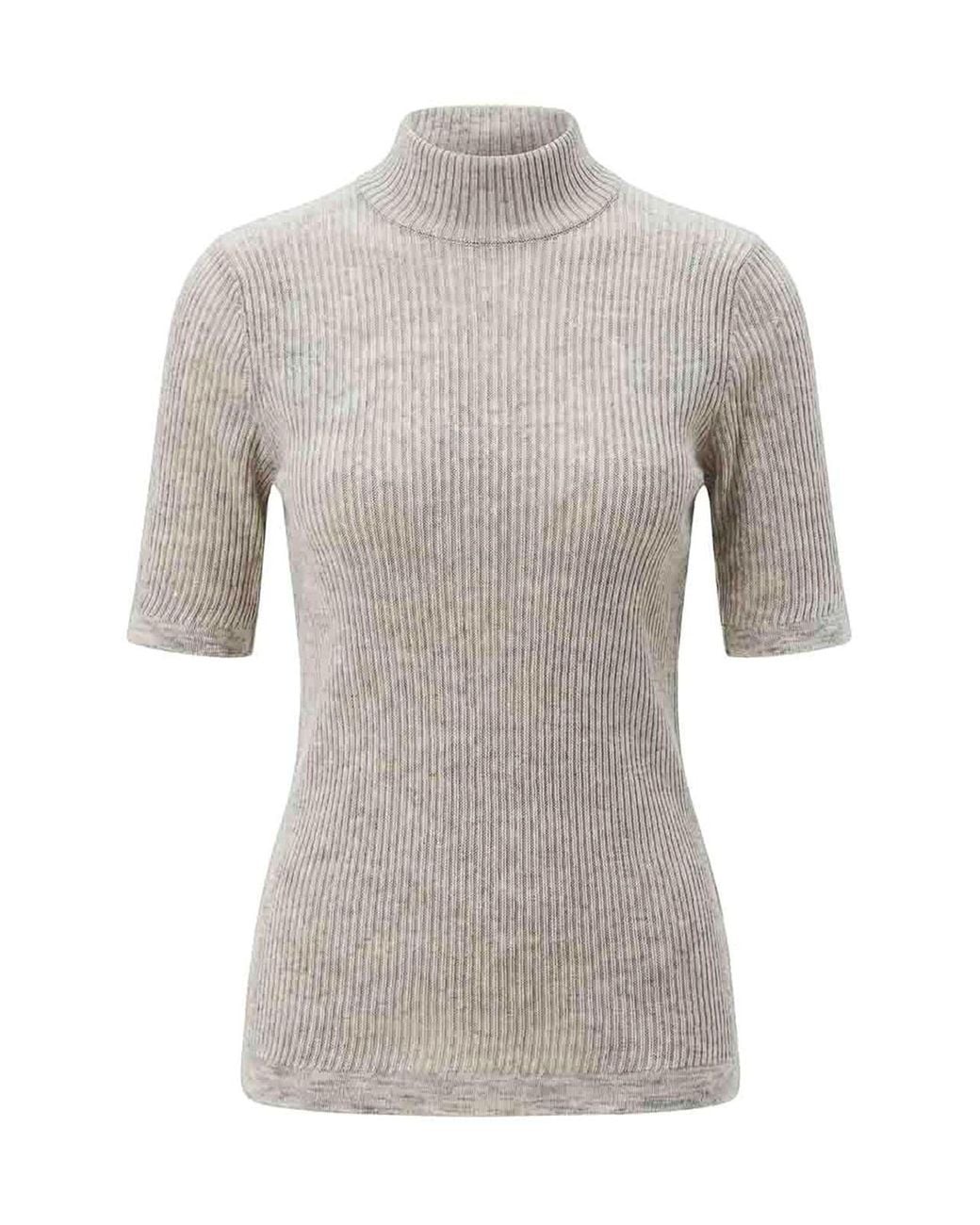 Brunello Cucinelli Gray Short-Sleeve Sweater