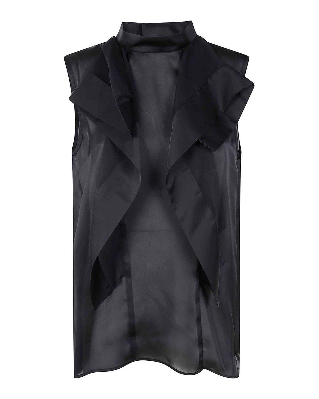 Sacai Black Satin X Chiffon Pullover