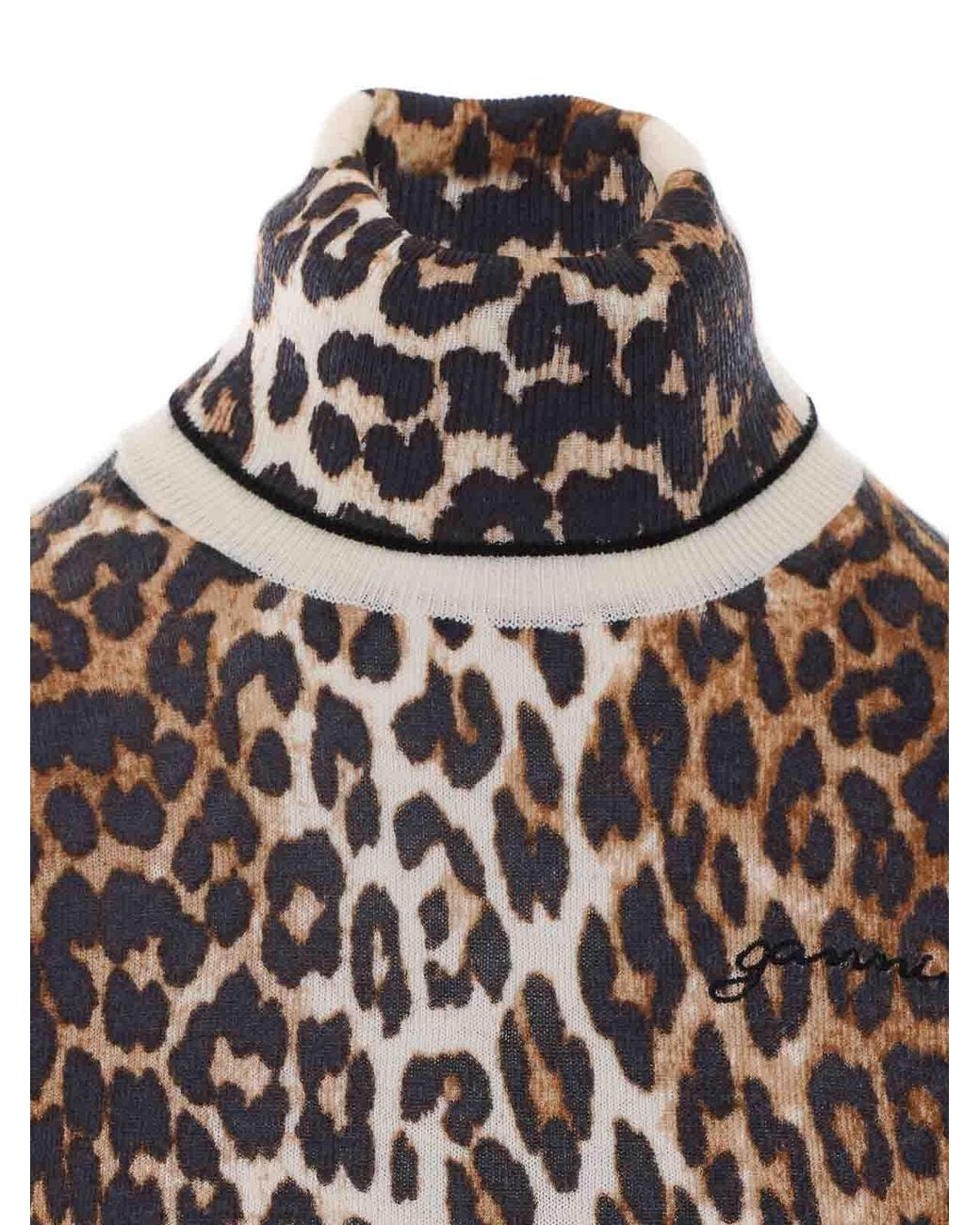 Ganni Black Leo Print Sweater