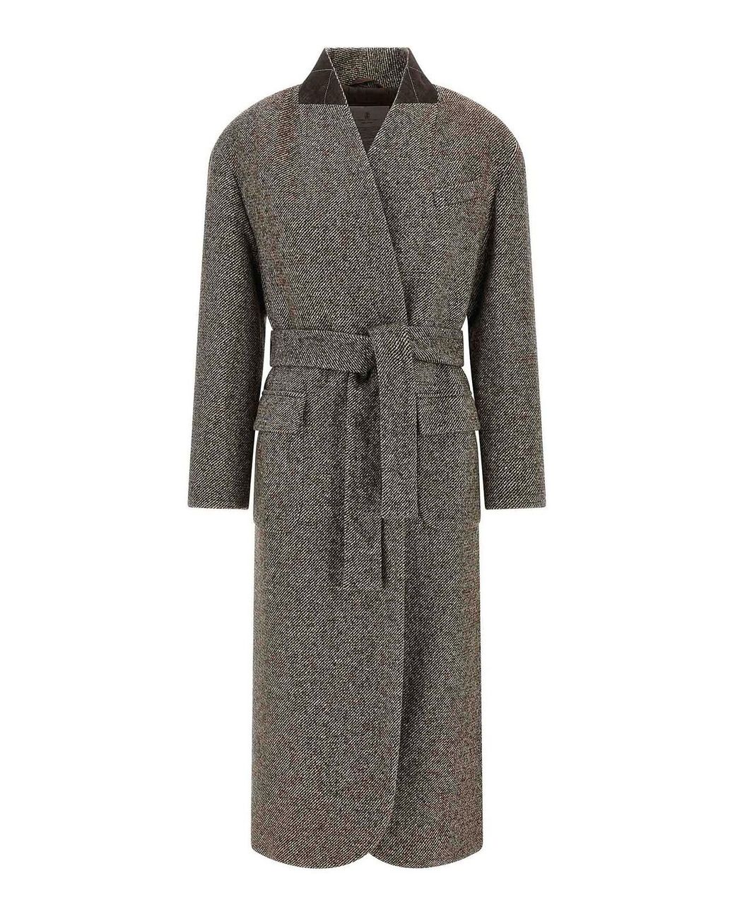 Brunello Cucinelli Gray Single-Breasted Coat